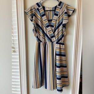 Monteau striped v-neck dress